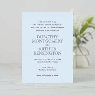 Modern Powder Blue Elegant Wedding Foil Invitation