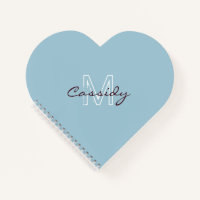 Modern Powder Blue Monogram Heart Shaped