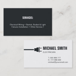 Modern Power Plug Electrician Business Card | Zazzle