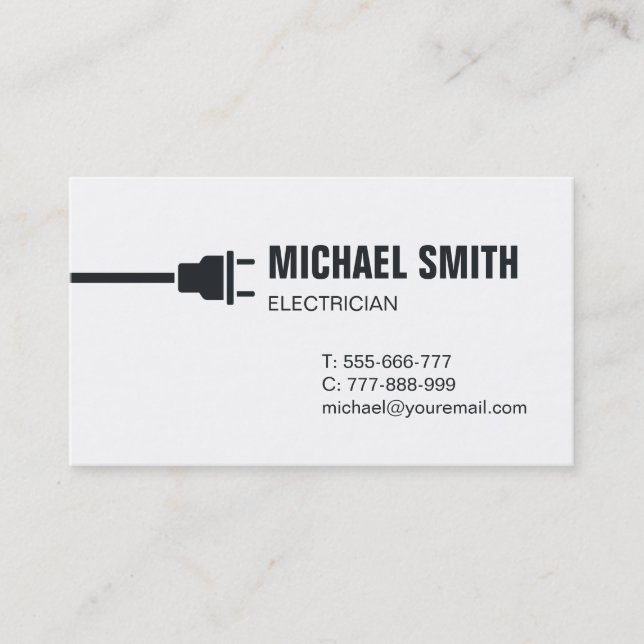 Modern Power Plug Electrician Business Card (Front)