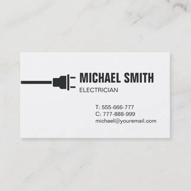 Modern Power Plug Electrician Business Card | Zazzle