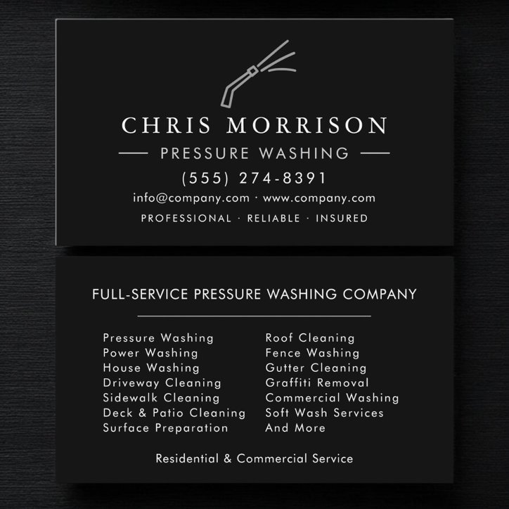 Modern Power Wash Pressure Washing Business Card
