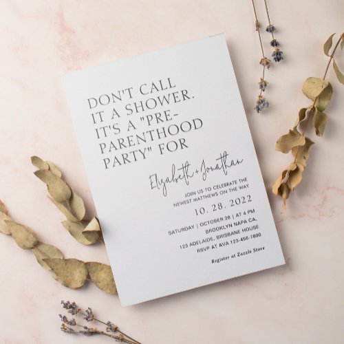 Modern Pre _ Parenthood Party  Not A Baby Shower Invitation