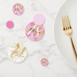 Modern Precious Pink Gold Marble Birthday Confetti