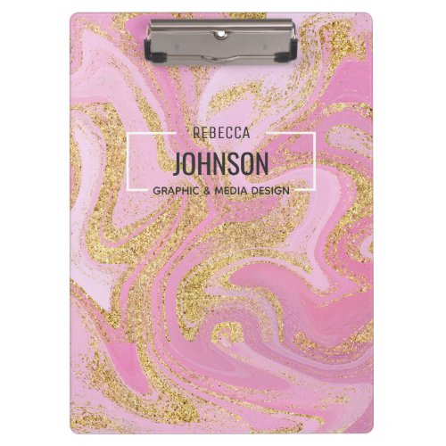 Modern Precious Pink Gold Marble Name _ Clipboard