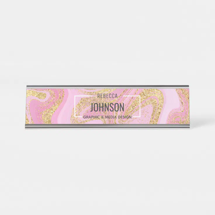 Modern Precious Pink Gold Marble Name Name Plate Zazzle