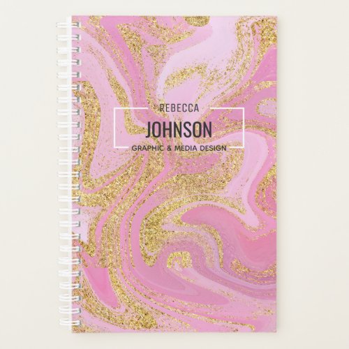 Modern Precious Pink Gold Marble Name _ Planner