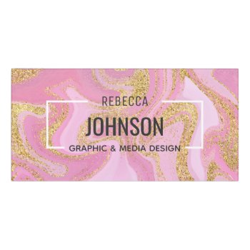 Modern Precious Pink Gold Marble Name - Room Sign by SorayaShanCollection at Zazzle