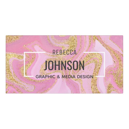 Modern Precious Pink Gold Marble Name _ Room Sign