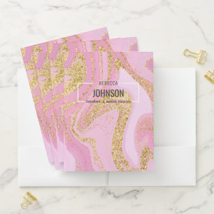 Modern Precious Pink Gold Marble - Pocket Folder