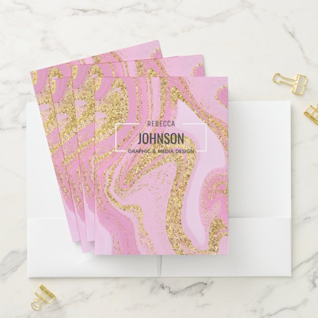 Modern Precious Pink Gold Marble - Pocket Folder (In Situ)