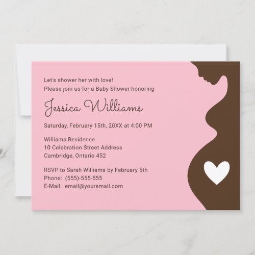 Modern Pregnant Woman Girl Baby Shower Invitation