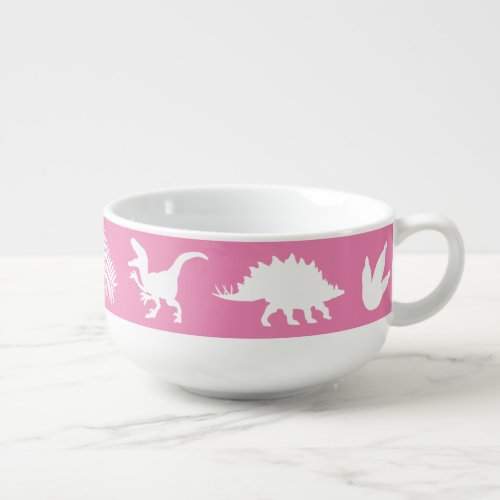 Modern Prehistoric Dinosaur Silouettes Soup Mug