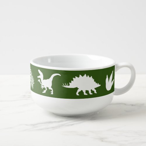 Modern Prehistoric Dinosaur Silouettes Soup Mug