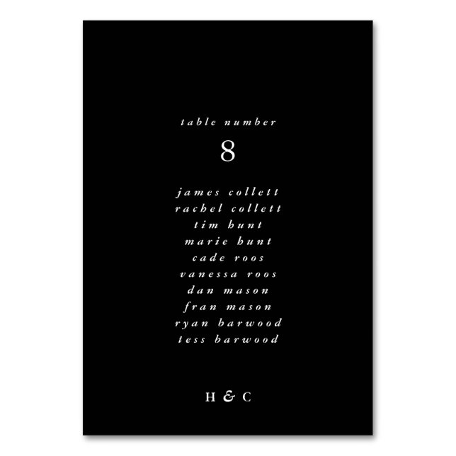 Modern Premium Black Onyx Plain Simple Wedding Table Number (Back)