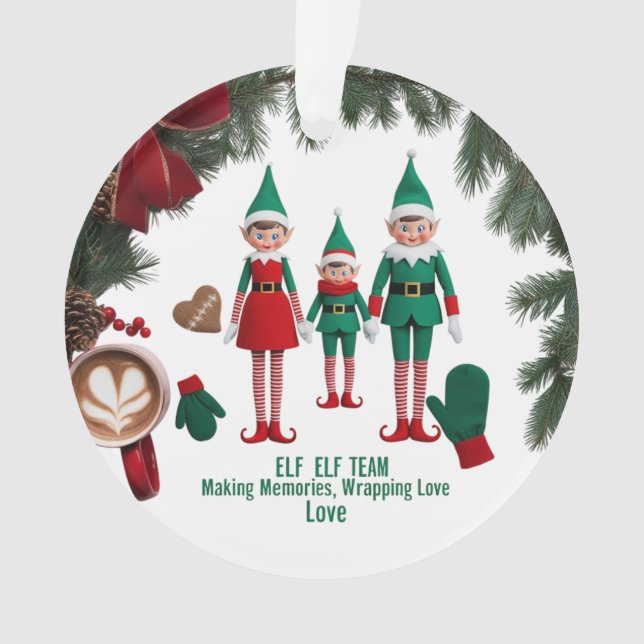 Modern Premium Elf Team Acrylic Circle Ornament  (Front)
