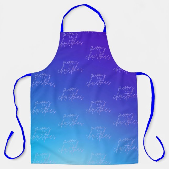 Modern Premium Merry Christmas Gradient Holiday Apron (Front)