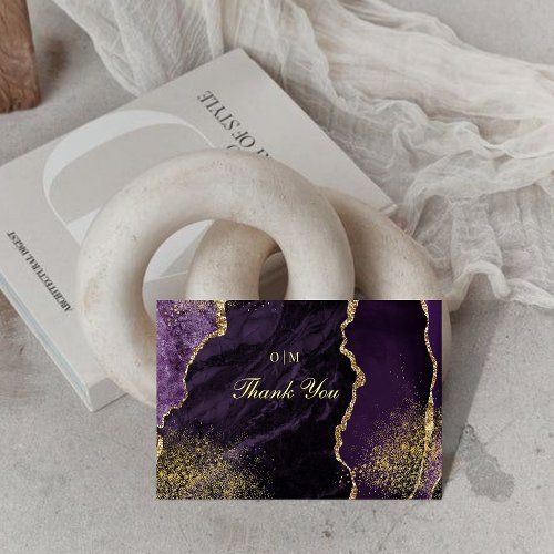  Modern Premium Purple and Glitter Wedding Thank You Card