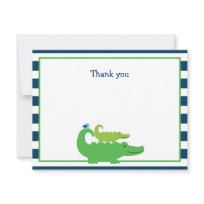 Modern Preppy Alligator Flat Thank You Note Cards