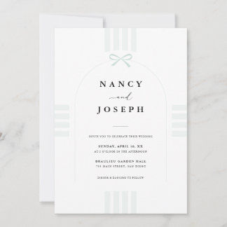 Modern Preppy Bow Striped Wedding Invitation
