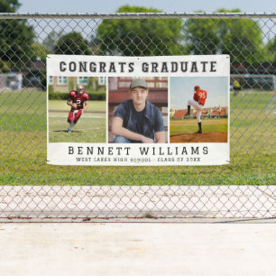 Modern Preppy Congrats Graduate Photo Collage  Banner