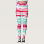 Modern Preppy Cyan Magenta Watercolor Stripe Leggings<br><div class="desc">Modern Preppy Cyan Magenta Watercolor Stripe Pattern Women's Leggings features a modern cyan and mageneta watercolor stripe pattern. Perfect gift for her for birthday,  mom for Mother's Day,  sister or bestie for Christmas and holidays. Designed by ©Evco Studio www.zazzle.com/store/evcostudio</div>