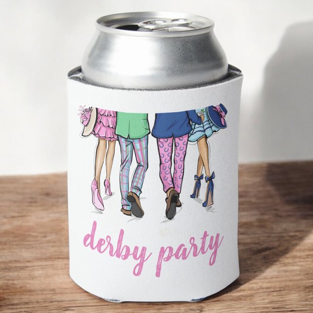 Modern Preppy Fashion Couples Derby Party Can Cooler (Creator Uploaded)