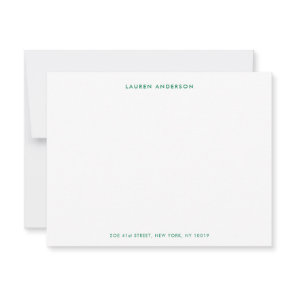 Modern Preppy Green Personalized Flat Note Card