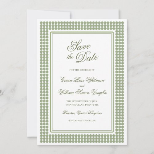 Modern Preppy Green Save The Date Invitation