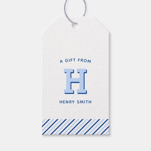 Modern Preppy Monogram and Stripe  Gift Tags