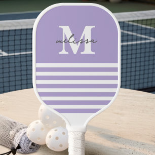 Modern Preppy Pastel Lavender Monogrammed Name Pickleball Paddle