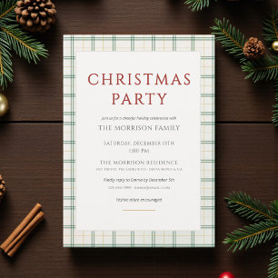 Modern Preppy Plaid Christmas Party Invitation