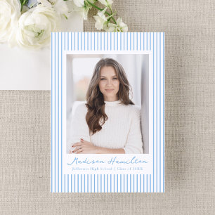 Modern Preppy Stripe Graduation Letterpress Photo Cards