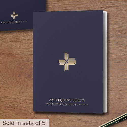 Modern Presentation Folder Navy Gold Logo - Product | North Red Vine