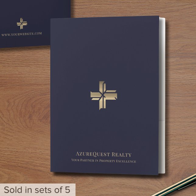 Modern Presentation Folder Navy Gold Logo (Creator Uploaded)