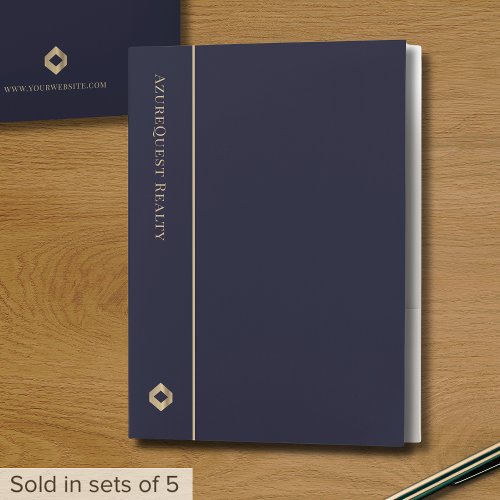 Modern Presentation Folder Navy Gold Logo