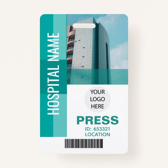 Modern Press Bar Code, Logo ID Badge (Front)