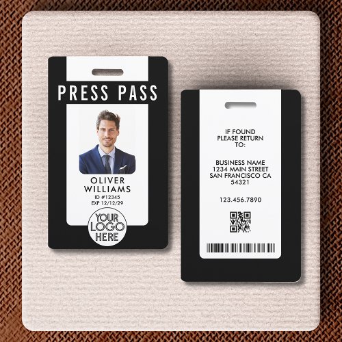 Modern Press ID Photo Badge Business Logo QR Code