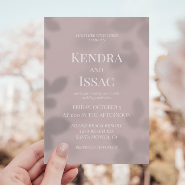 Modern Pressed Leaves Mauve Wedding Invitation (Creator Uploaded)