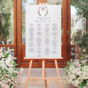 Modern Pressed Pastel Wildflowers Wedding Seating Foam Board