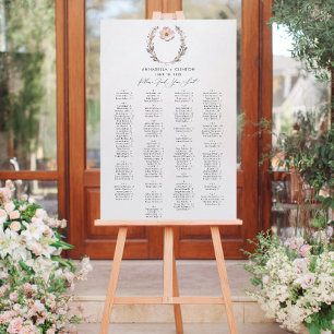 Modern Pressed Pastel Wildflowers Wedding Seating Foam Board
