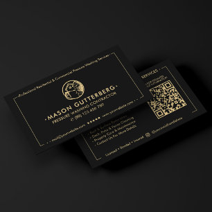 Modern Pressure Washing Contractor Black Business Card