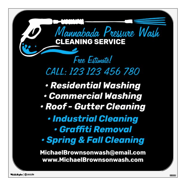 Modern Pressure Washing Power Wash House Cleaning Wall Decal (Front)