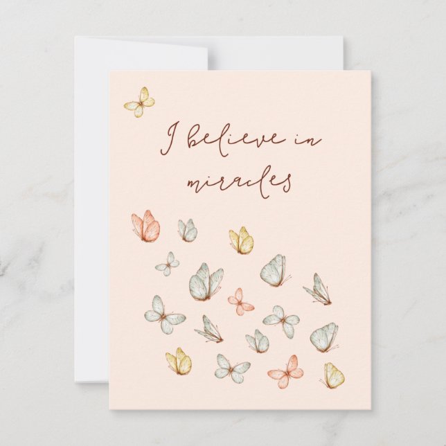 Modern Pretty Blush Pink Butterflies Blessing  (Front)