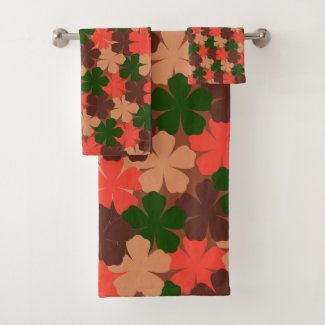 Modern Pretty Brown-Pink-Green Floral Pattern
