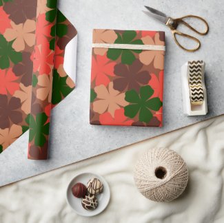 Modern Pretty Brown-Pink-Green Floral Pattern