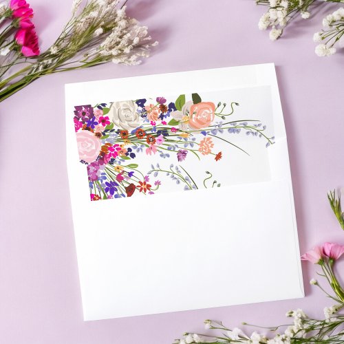 Modern pretty chic wildflowers illustrations envelope liner