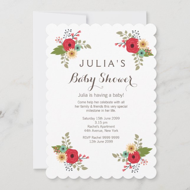Modern Pretty Floral Baby Shower Invite (Front)