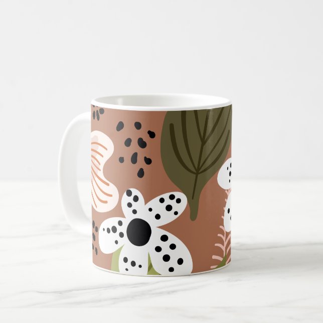 Modern Pretty Foliage Floral Pattern Coffee Mug (Front Left)