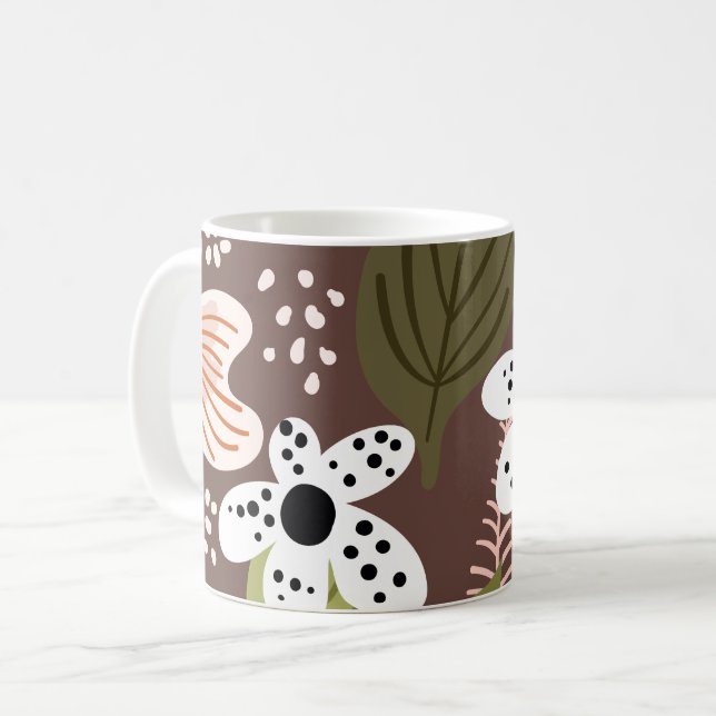 Modern Pretty Foliage Leaves Floral Pattern Coffee Mug (Front Left)